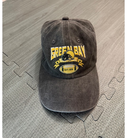 Unbranded Other - Green Bay Football Est 1919 Hat Charcoal Gray Distressed Adjustable Dad Cap